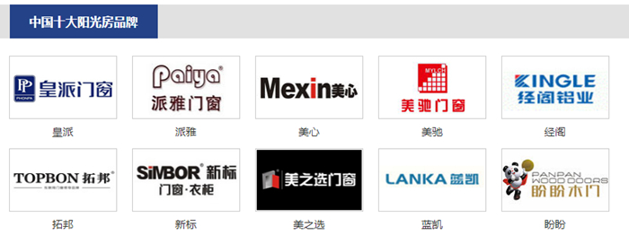 2023年中国阳光房十大品牌最新排行出炉